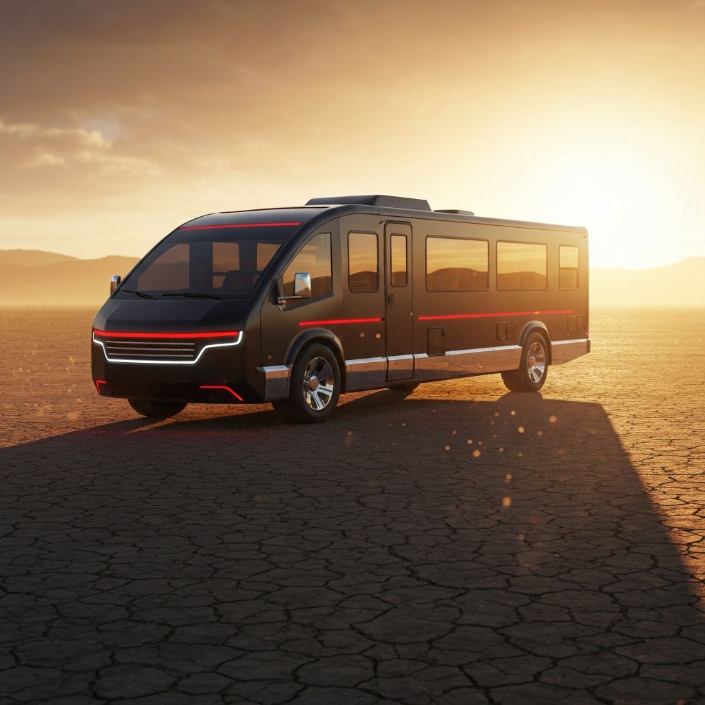 Apex Nomad vehicle traversing desert landscape at golden hour